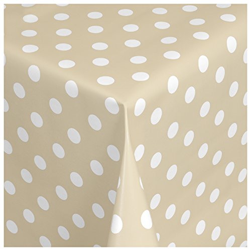 Wachstischdecke Wachstuch Tischdecke Gartentischdecke abwaschbar rund 138 cm Punkte Beige Weiss Wachstischdecke Wachstuch Tischdecke Gartentischdecke abwaschbar rund 138 cm Punkte Beige Weiss von MODERNO