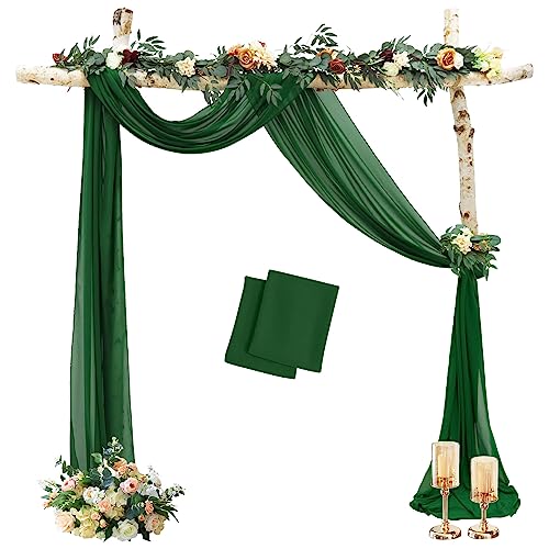 MODFUNS Bogen-Drapierung für Hochzeit, smaragdgrün, Hochzeitsdekoration, 4.7 m, 2 Paneele, Chiffon-Vorhänge, Torbogen für Hochzeit, durchscheinende Bogenvorhänge für Zelt, Deckendekoration MODFUNS Bogen-Drapierung für Hochzeit, smaragdgrün, Hochzeitsdekoration, 4.7 m, 2 Paneele, Chiffon-Vorhänge, Torbogen für Hochzeit, durchscheinende Bogenvorhänge für Zelt, Deckendekoration von MODFUNS