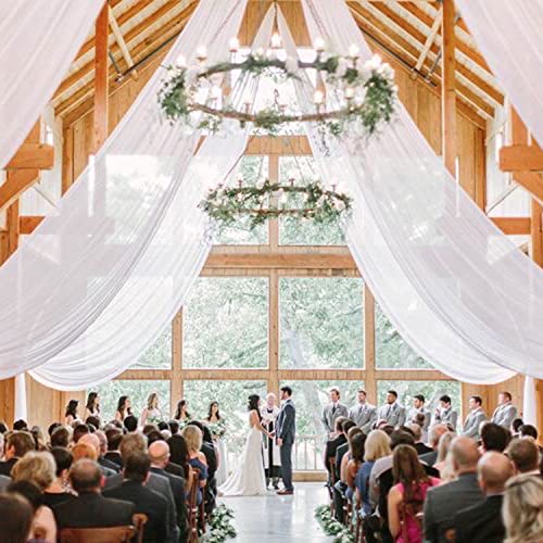 MODFUNS Weiße Hochzeits-Deckenvorhänge, 4 Paneele, 15x3 m, durchsichtige Vorhänge, Chiffon-Drapierung, Stoff, Tüll, Deckenvorhänge, Vorhänge für Hochzeit, Bogen, Bühne, Zeremonie, Empfang MODFUNS Weiße Hochzeits-Deckenvorhänge, 4 Paneele, 15x3 m, durchsichtige Vorhänge, Chiffon-Drapierung, Stoff, Tüll, Deckenvorhänge, Vorhänge für Hochzeit, Bogen, Bühne, Zeremonie, Empfang von MODFUNS