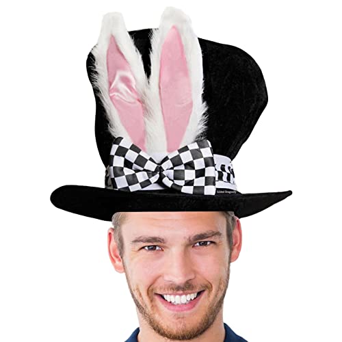 Hasenohren Hut Zylinder Samt Weiß Kaninchen Kostüm Ostern Hasen Ohr Hut für Erwachsene Verrückter Hutmacher Kaninchen Plüschhut für Party Modgal von MODGAL