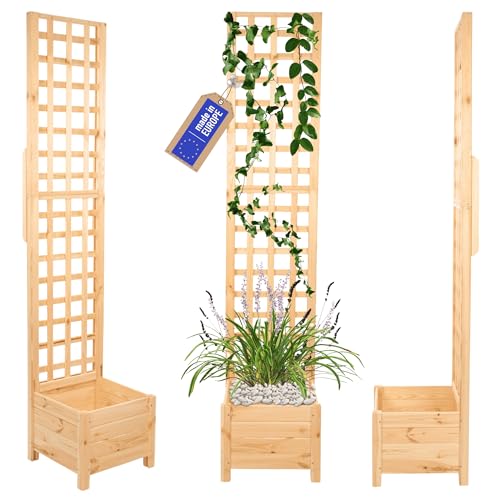 MODO24 Blumenkasten aus Kiefernholz mit Rankgitter, Pflanzkübel mit Spalier Rankhilfe, Hochbeet, Blumenkübel Outdoor Holzkiste für Garten Terrasse Balkon, 190x40x40, Farbe: Natur, Unbehandeltes Holz MODO24 Blumenkasten aus Kiefernholz mit Rankgitter, Pflanzkübel mit Spalier Rankhilfe, Hochbeet, Blumenkübel Outdoor Holzkiste für Garten Terrasse Balkon, 190x40x40, Farbe: Natur, Unbehandeltes Holz von MODO24