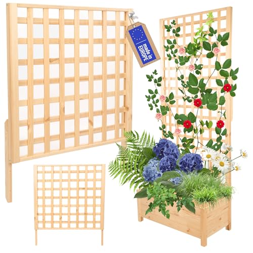 MODO24 Rankgitter aus Holz für Pflanzkübel, Modul zur Blumenkasten, Rankhilfe, Pflanzengitter Scherenspalier für Kletterpflanzen, FSC®-zertifiziertes Kiefernholz, 94x80 cm, Farbe: Natur unbehandelt von MODO24