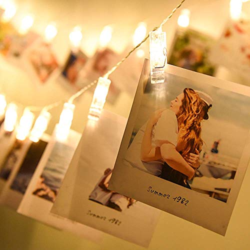 LED-Lichterketten mit Fotoklammern, 100 Lichterketten mit Fotoklammern, 10 m batteriebetriebene Weihnachtslichterketten, ideal zum Aufhängen von Fotos, Notizen, Malereikarten für den Innen LED-Lichterketten mit Fotoklammern, 100 Lichterketten mit Fotoklammern, 10 m batteriebetriebene Weihnachtslichterketten, ideal zum Aufhängen von Fotos, Notizen, Malereikarten für den Innen von MODOAO
