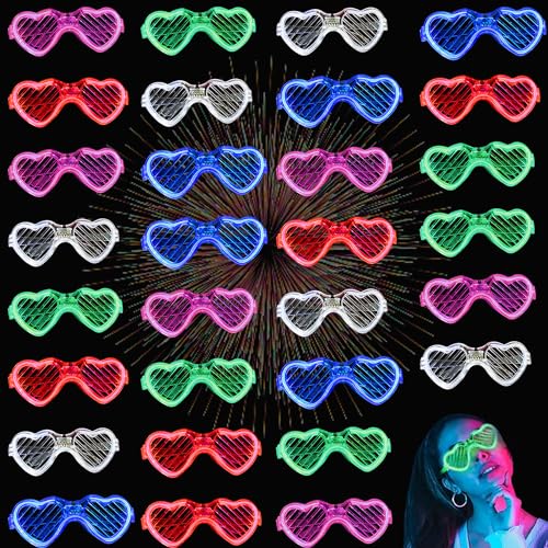 MODOAO Blinkende Partybrillen, 30 Stück, Neon-LED-Brillen, 5 Farben, LED-Beleuchtung, Sonnenbrille, 3 Lichtmodi, Partyzubehör, für Weihnachten, Halloween, wilde Clubbing, Geburtstagsparty MODOAO Blinkende Partybrillen, 30 Stück, Neon-LED-Brillen, 5 Farben, LED-Beleuchtung, Sonnenbrille, 3 Lichtmodi, Partyzubehör, für Weihnachten, Halloween, wilde Clubbing, Geburtstagsparty von MODOAO