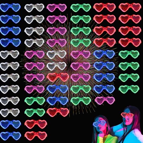 MODOAO Blinkende Partybrillen, 60 Stück, Neon-LED-Brillen, 5 Farben, LED-Beleuchtung, Sonnenbrille, 3 Lichtmodi, Partyzubehör, für Weihnachten, Halloween, wilde Clubbing, Geburtstagsparty von MODOAO