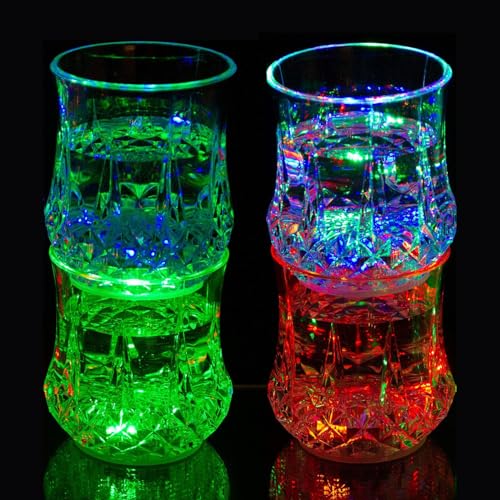 MODOAO Leuchtbecher, 4 Stück, automatisch, wasseraktiviert, mehrfarbig, LED-Becher, lustige leuchtende Trinkgläser für Urlaub, Festivals, Geburtstagsparty, Bar, Nachtclub von MODOAO