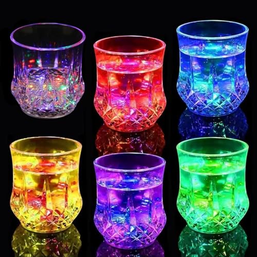 MODOAO Strobe Light Cup Mehrfarbige LED-Becher werden automatisch durch Wasser aktiviert, lustige leuchtende Getränkebecher für Festivals, Feiern, Geburtstagsfeiern, Bars und Nachtclubs (6) von MODOAO