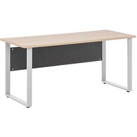 MÖBELPARTNER 1500 Schreibtisch anthrazit, eiche hell rechteckig, Kufen-Gestell silber 160,0 x 65,0 cm von MÖBELPARTNER