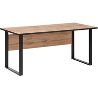 MÖBELPARTNER 2000 Schreibtisch landhaus-eiche rechteckig, Kufen-Gestell schwarz 160,0 x 75,0 cm von MÖBELPARTNER