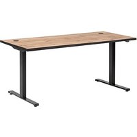 MÖBELPARTNER 2000 elektrisch höhenverstellbarer Schreibtisch landhaus-eiche rechteckig, T-Fuß-Gestell schwarz 160,0 x 75,0 cm von MÖBELPARTNER