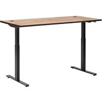 MÖBELPARTNER 2000 elektrisch höhenverstellbarer Schreibtisch landhaus-eiche rechteckig, T-Fuß-Gestell schwarz 160,0 x 75,0 cm von MÖBELPARTNER