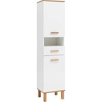 MÖBELPARTNER Badschrank Padua 701995 weiß glanz, eiche landhaus 40,4 x 35,0 x 178,5 cm von MÖBELPARTNER