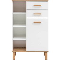 MÖBELPARTNER Badschrank Padua 701997 weiß glanz, eiche landhaus 67,0 x 35,0 x 114,5 cm von MÖBELPARTNER