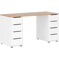MÖBELPARTNER Elma Schreibtisch weiß, eiche rechteckig, Wangen-Gestell weiß 129,5 x 80,0 cm MÖBELPARTNER Elma Schreibtisch weiß, eiche rechteckig, Wangen-Gestell weiß 129,5 x 80,0 cm von MÖBELPARTNER