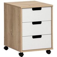 MÖBELPARTNER Emmik Rollcontainer weiß-eiche, weiß 3 Auszüge 40,0 x 50,0 x 57,0 cm von MÖBELPARTNER