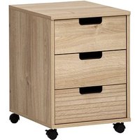 MÖBELPARTNER Emmik Rollcontainer weiß-eiche 3 Auszüge 40,0 x 50,0 x 57,0 cm von MÖBELPARTNER