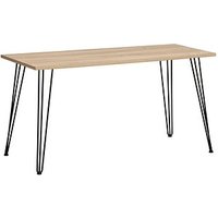 MÖBELPARTNER Emmik Schreibtisch weiß-eiche rechteckig, 4-Fuß-Gestell schwarz 138,0 x 60,0 cm von MÖBELPARTNER