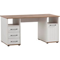 MÖBELPARTNER Jelda Schreibtisch eiche-landhaus rechteckig, Wangen-Gestell weiß 150,0 x 70,0 cm MÖBELPARTNER Jelda Schreibtisch eiche-landhaus rechteckig, Wangen-Gestell weiß 150,0 x 70,0 cm von MÖBELPARTNER