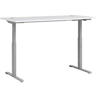 MÖBELPARTNER Office elektrisch höhenverstellbarer Schreibtisch kreideweiß rechteckig, Kufen-Gestell silber 160,0 x 75,0 cm von MÖBELPARTNER