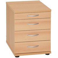 MÖBELPARTNER Standcontainer buche 4 Auszüge Kunststoff-Stangengriff silber 41,6 x 50,0 x 53,4 cm von MÖBELPARTNER