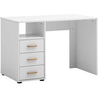 MÖBELPARTNER Torge Schreibtisch mattweiß rechteckig, Wangen-Gestell weiß 109,0 x 58,0 cm von MÖBELPARTNER