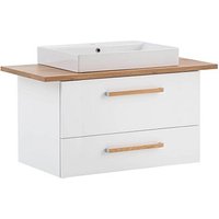 MÖBELPARTNER Waschbecken mit Unterschrank Duo 702037 kreideweiß, eiche landhaus 102,2 x 50,0 x 61,5 cm von MÖBELPARTNER