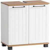 MÖBELPARTNER Waschtischunterschrank ohne Waschbecken Jelda 154166 eiche landhaus, weiß 59,8 x 32,6 x 62,4 cm von MÖBELPARTNER