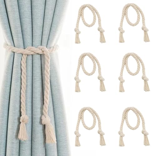 6 Stück Vorhangseil Raffhalter,Vorhang Raffhalter 80cm,Curtain Rope Buckle,Handgemachte Vorhang Raffhalter,Vorhang Clips Baumwolle Seil,Baumwollvorhang Raffhalter für Haus,Wohnzimmer,Büro 6 Stück Vorhangseil Raffhalter,Vorhang Raffhalter 80cm,Curtain Rope Buckle,Handgemachte Vorhang Raffhalter,Vorhang Clips Baumwolle Seil,Baumwollvorhang Raffhalter für Haus,Wohnzimmer,Büro von MOERDIFFER