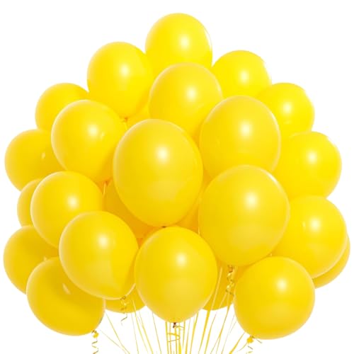 50 gelbe Luftballons 30 cm leuchtende Farben 2. Generation Naturlatex biologisch abbaubar umweltfreundlich aufblasbar Luft Helium Wasser Baby Shower Taufe Geburtstag Abschlussfeier Bogen 12 Zoll von MOFOVS