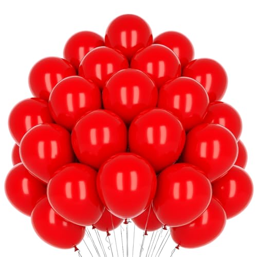 50 rote Luftballons 30 cm leuchtende Farben 2. Generation Naturlatex biologisch abbaubar umweltfreundlich aufblasbar Luft Helium Wasser Baby Shower Taufe Geburtstag Abschlussfeier Bogen 12 Zoll von MOFOVS