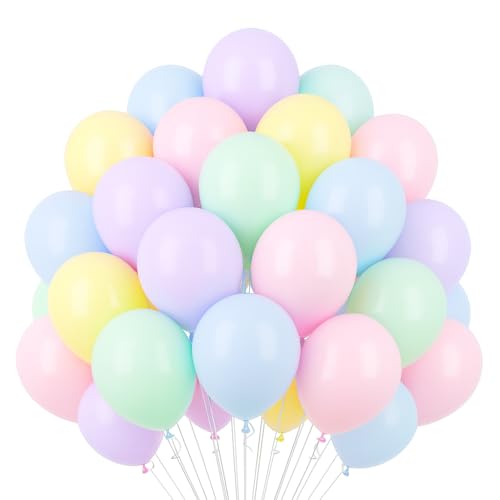 VS Luftballons, mehrfarbig, Pastell, 30 cm, Naturlatex, biologisch abbaubar, umweltfreundlich, aufblasbar, Helium-Wasser, für Babyparty, Taufe, Geburtstag, Abschlussfeier, Hochzeit, Bogen, Kinder, von MOFOVS