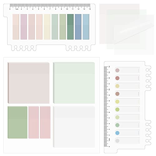 MOGADEE® 700 Stück Haftstreifen Transparent, 6 Morandi 3 Größen Transparente Haftnotizen mit 2 Sets Morandi Sticky Tabs, Annotating Tabs Transparent, Index Tabs, Book Marks für Büro Schule Zuhause. von MOGADEE