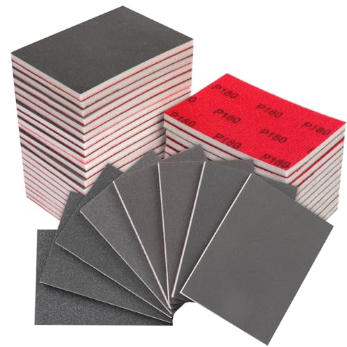 MOGRQAP Schleifschwamm Set 32 Stück, 180-3000 Körnung Flexibel Schleifschwämme Nass- Trockenschliff Schleifpads für Holz, Metall, Farbe, Spachtelmasse (100 × 70 mm) von MOGRQAP