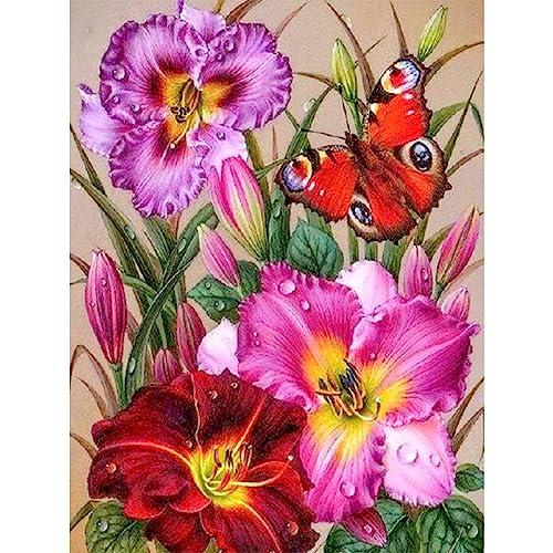 MOGTAA Blumen Diamond Painting Erwachsene, 5D Schmetterling Diamond Painting Kinder, Full Drill Diamond Art Landschaft Diamant Malerei Bilder für Heimdecor 30x40cm von MOGTAA