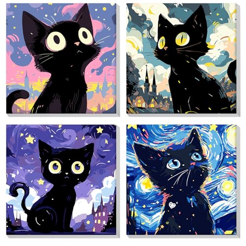 MOGTAA 4 Pack Katze Malen Nach Zahlen Erwachsene mit Rahmen, Sternenhimmel Malen nach Zahlen Kits für Erwachsen Anfänger, DIY Acrylfarben Ölgemälde Leinwand Set für Home Dekor, 20x20cm MOGTAA 4 Pack Katze Malen Nach Zahlen Erwachsene mit Rahmen, Sternenhimmel Malen nach Zahlen Kits für Erwachsen Anfänger, DIY Acrylfarben Ölgemälde Leinwand Set für Home Dekor, 20x20cm von MOGTAA