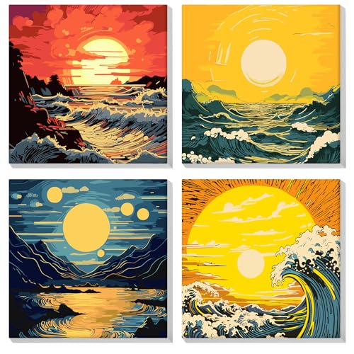 MOGTAA 4 Pack Malen Nach Zahlen Erwachsene mit Rahmen, Landschaft Malen nach Zahlen Kits für Erwachsen Anfänger, DIY Ölgemälde Leinwand Set Acrylic Malerei Bilder für Home Dekor, 20x20cm MOGTAA 4 Pack Malen Nach Zahlen Erwachsene mit Rahmen, Landschaft Malen nach Zahlen Kits für Erwachsen Anfänger, DIY Ölgemälde Leinwand Set Acrylic Malerei Bilder für Home Dekor, 20x20cm von MOGTAA