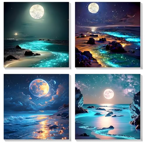 MOGTAA 4 Pack Malen Nach Zahlen Erwachsene mit Rahmen, Mond und am Meer Malen nach Zahlen Kits für Erwachsen Anfänger, DIY Ölgemälde Leinwand Set Acrylic Malerei Bilder für Home Dekor, 20x20cm MOGTAA 4 Pack Malen Nach Zahlen Erwachsene mit Rahmen, Mond und am Meer Malen nach Zahlen Kits für Erwachsen Anfänger, DIY Ölgemälde Leinwand Set Acrylic Malerei Bilder für Home Dekor, 20x20cm von MOGTAA