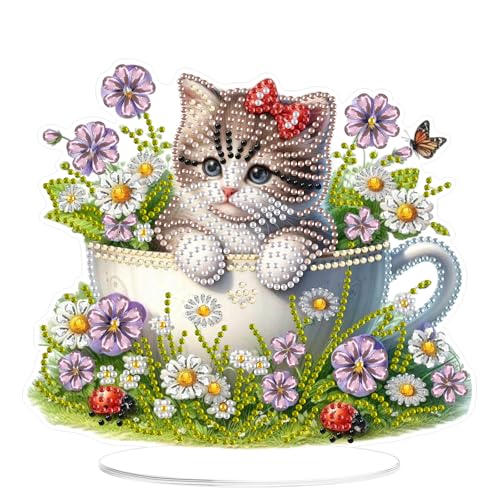MOGTAA 5D Diamond Painting Katze Desktop Deko für Erwachsene Kinder, Blume Diamond Painting Tisch Deko Set, DIY Diamant Painting Bilder Bastelset Kreativ Set für Zimmer Büro Desktop MOGTAA 5D Diamond Painting Katze Desktop Deko für Erwachsene Kinder, Blume Diamond Painting Tisch Deko Set, DIY Diamant Painting Bilder Bastelset Kreativ Set für Zimmer Büro Desktop von MOGTAA