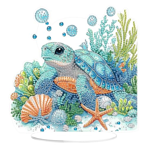MOGTAA 5D Diamond Painting Schildkröte Desktop Deko für Erwachsene Kinder, Tiere Diamond Painting Tisch Deko Set, DIY Diamant Painting Bilder Bastelset Kreativ Set für Zimmer Büro Desktop von MOGTAA