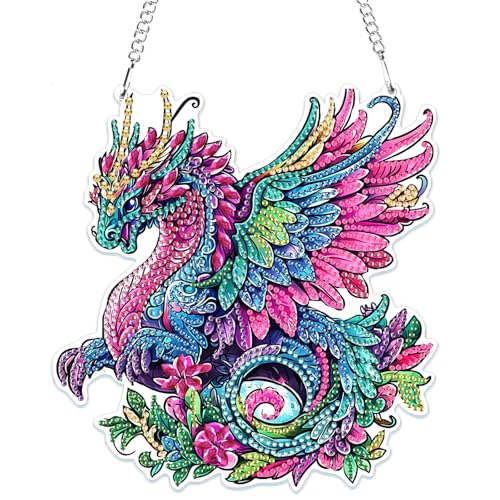 MOGTAA 5D Drache Diamond Painting Anhänger, Tiere Diamond Painting mit Kette Kinder Erwachsene, Diamant Painting Fensterbilder, Hängende Ornament Bastelset Set für Wand Und Eingang Decor MOGTAA 5D Drache Diamond Painting Anhänger, Tiere Diamond Painting mit Kette Kinder Erwachsene, Diamant Painting Fensterbilder, Hängende Ornament Bastelset Set für Wand Und Eingang Decor von MOGTAA