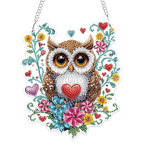 MOGTAA 5D Eule Diamond Painting Anhänger, Blume Diamond Painting mit Kette Kinder Erwachsene, Tiere Diamant Painting Fensterbilder, Hängende Ornament Set für Wand Und Eingang Decor MOGTAA 5D Eule Diamond Painting Anhänger, Blume Diamond Painting mit Kette Kinder Erwachsene, Tiere Diamant Painting Fensterbilder, Hängende Ornament Set für Wand Und Eingang Decor von MOGTAA