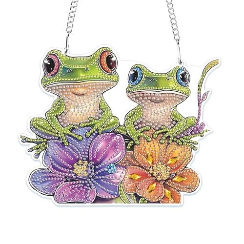 MOGTAA 5D Frösch Diamond Painting Anhänger, Tiere Diamond Painting mit Kette Kinder Erwachsene, Diamant Painting Fensterbilder, Hängende Ornament Bastelset Set für Wand Und Eingang Decor MOGTAA 5D Frösch Diamond Painting Anhänger, Tiere Diamond Painting mit Kette Kinder Erwachsene, Diamant Painting Fensterbilder, Hängende Ornament Bastelset Set für Wand Und Eingang Decor von MOGTAA