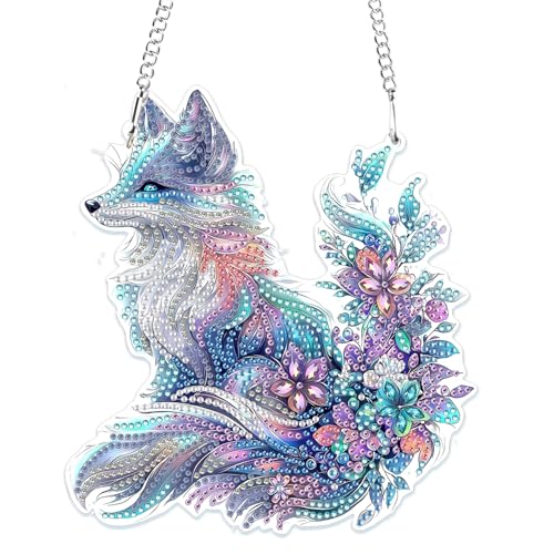 MOGTAA 5D Fuchs Diamond Painting Anhänger, Tiere Diamond Painting mit Kette Kinder Erwachsene, Diamant Painting Fensterbilder, Hängende Ornament Bastelset Set für Wand Und Eingang Decor MOGTAA 5D Fuchs Diamond Painting Anhänger, Tiere Diamond Painting mit Kette Kinder Erwachsene, Diamant Painting Fensterbilder, Hängende Ornament Bastelset Set für Wand Und Eingang Decor von MOGTAA