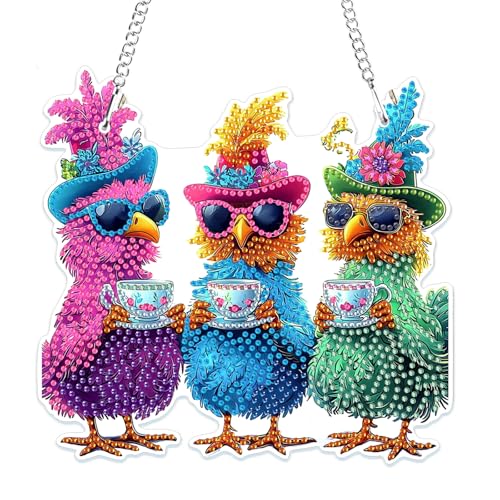 MOGTAA 5D Huhn Diamond Painting Anhänger, Blume Diamond Painting mit Kette Kinder Erwachsene, Diamant Painting Fensterbilder, Hängende Ornament Bastelset Set für Wand Und Eingang Decor MOGTAA 5D Huhn Diamond Painting Anhänger, Blume Diamond Painting mit Kette Kinder Erwachsene, Diamant Painting Fensterbilder, Hängende Ornament Bastelset Set für Wand Und Eingang Decor von MOGTAA