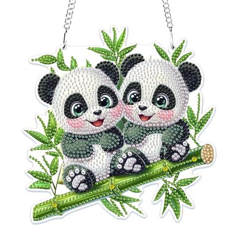 MOGTAA 5D Panda Diamond Painting Anhänger, Tiere Diamond Painting mit Kette Kinder Erwachsene, Diamant Painting Fensterbilder, Hängende Ornament Bastelset Set für Wand Und Eingang Decor MOGTAA 5D Panda Diamond Painting Anhänger, Tiere Diamond Painting mit Kette Kinder Erwachsene, Diamant Painting Fensterbilder, Hängende Ornament Bastelset Set für Wand Und Eingang Decor von MOGTAA