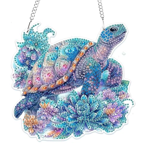 MOGTAA 5D Schildkröte Diamond Painting Anhänger, Tiere Diamond Painting mit Kette Kinder Erwachsene, Diamant Painting Fensterbilder, Hängende Ornament Bastelset Set für Wand Decor MOGTAA 5D Schildkröte Diamond Painting Anhänger, Tiere Diamond Painting mit Kette Kinder Erwachsene, Diamant Painting Fensterbilder, Hängende Ornament Bastelset Set für Wand Decor von MOGTAA