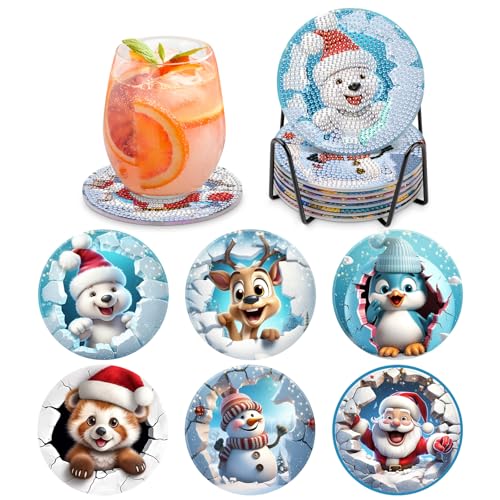 MOGTAA 6 STK Diamond Painting Untersetzer mit Halter, Diamond Painting Weihnachten, Diamant Malerei Set Bilder Erwachsene Kinder, DIY Schneemann Diamant Tassenuntersetzer mit Kork, für Home Dekor MOGTAA 6 STK Diamond Painting Untersetzer mit Halter, Diamond Painting Weihnachten, Diamant Malerei Set Bilder Erwachsene Kinder, DIY Schneemann Diamant Tassenuntersetzer mit Kork, für Home Dekor von MOGTAA