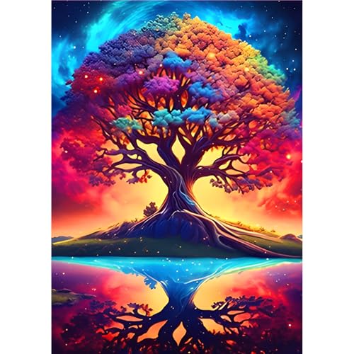 MOGTAA Baum des Lebens Diamond Painting Erwachsene, 5D Landschaft Diamant Painting Bilder Erwachsene Anfänger, DIY Full Drill Diamant Malerei Bilder für Home Wand Dekor 30x40cm von MOGTAA
