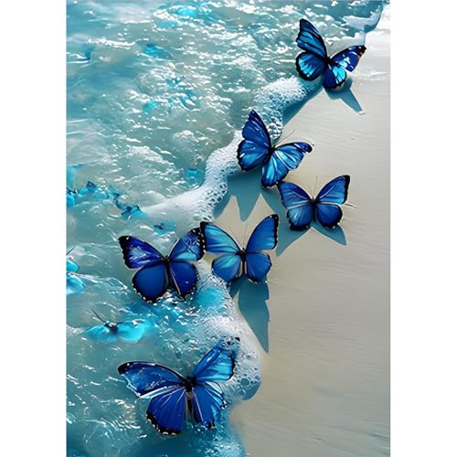 MOGTAA Blau Schmetterling Diamond Painting Erwachsene, 5D am Meer Diamant Painting Bilder Set, DIY Diamond Art Landschaft Diamant Malerei Bilder für Home Dekor 30x40cm MOGTAA Blau Schmetterling Diamond Painting Erwachsene, 5D am Meer Diamant Painting Bilder Set, DIY Diamond Art Landschaft Diamant Malerei Bilder für Home Dekor 30x40cm von MOGTAA
