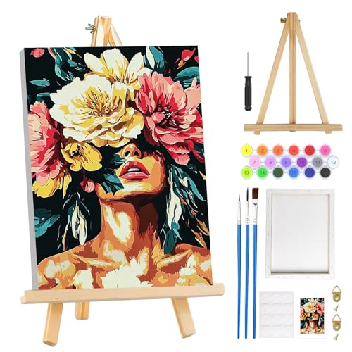 MOGTAA Blume Mädchen Malen Nach Zahlen Erwachsene mit Rahmen, Blume Malen Nach Zahlen Mit Holzstaffelei, DIY Ölgemälde Leinwand Set Acrylic Malerei Bilder für Home Dekor, 20x30cm MOGTAA Blume Mädchen Malen Nach Zahlen Erwachsene mit Rahmen, Blume Malen Nach Zahlen Mit Holzstaffelei, DIY Ölgemälde Leinwand Set Acrylic Malerei Bilder für Home Dekor, 20x30cm von MOGTAA